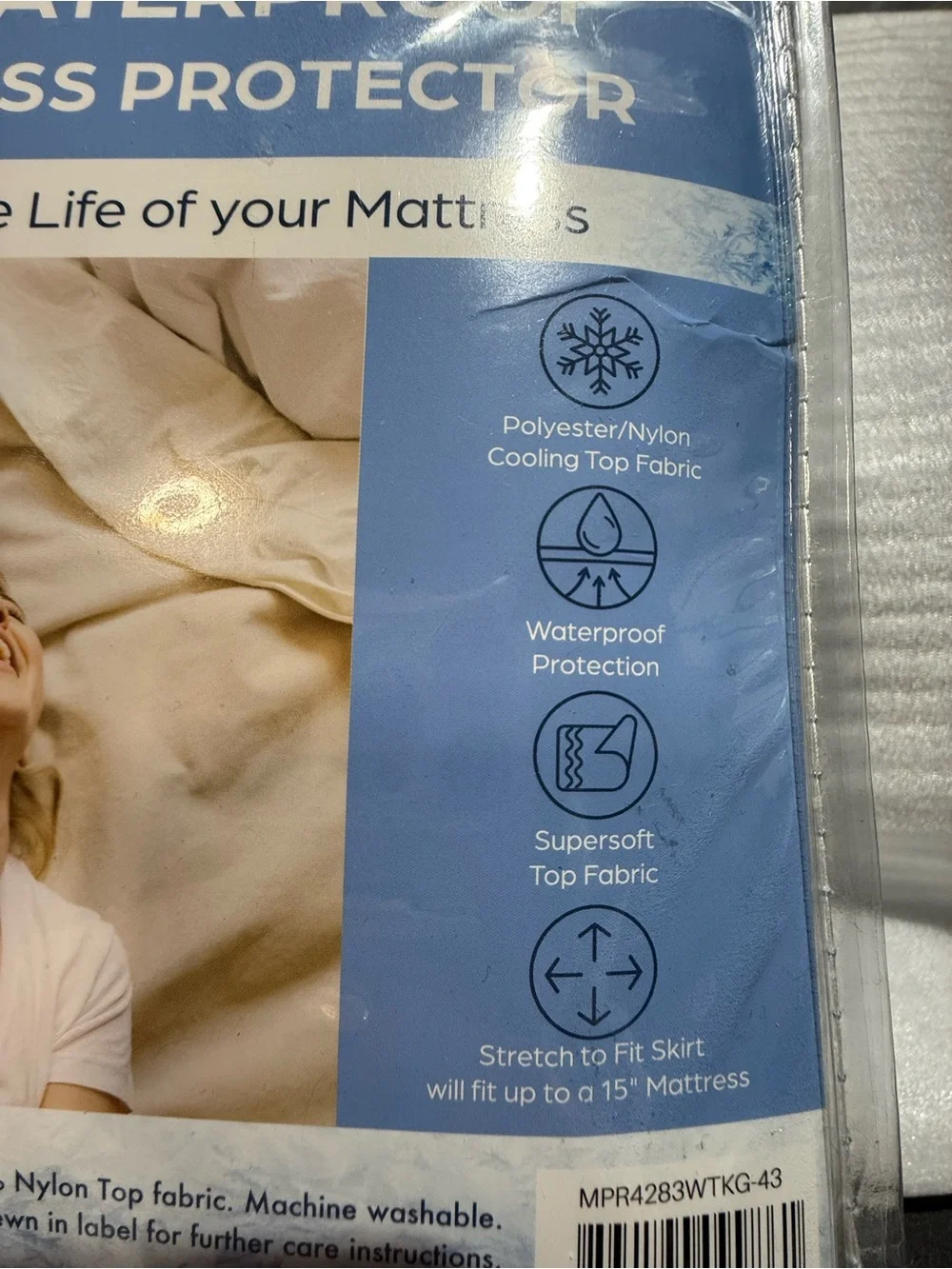 Whisper by Therapedic King Cooling Waterproof Fitted Mattress Protector NEW